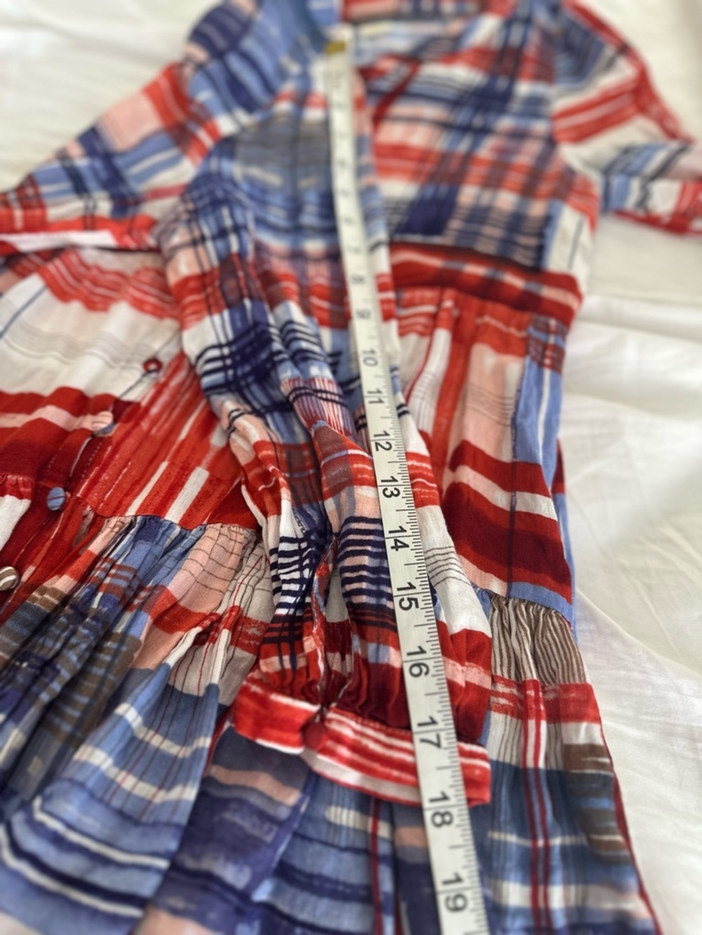 Maeve Anthropologie Lila Tiered Sz:S Ruffle Red Plaid Tunic Shirt Flowy Blouse - Picture 8 of 12